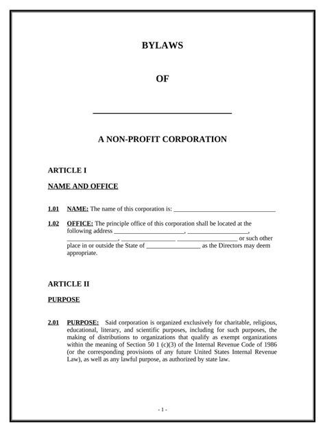 sample nonprofit bylaws pdf.